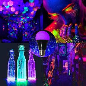 img 2 attached to 🔦 Enhance Glow in the Dark Fun with UV LED Black Light Bulbs - 2 Pack A19 E26 8W, UVA Level 385-400nm, Ideal for Parties, Body Paint, Fluorescent Posters & Pet Stains