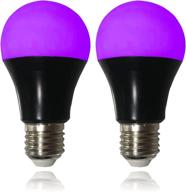 🔦 enhance glow in the dark fun with uv led black light bulbs - 2 pack a19 e26 8w, uva level 385-400nm, ideal for parties, body paint, fluorescent posters & pet stains logo