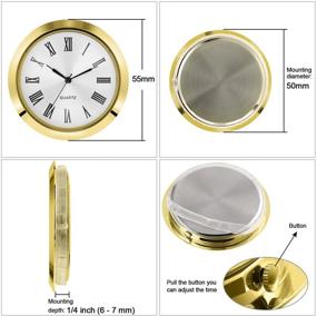 img 3 attached to ⌛️ Premium 2-1/8 Inch Quartz Clock Fit-up/ Insert - 55mm Diameter, Zinc-Alloy Case, Roman Numeral (Gold)