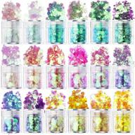 💅 aphlos 18 colors holographic glitters - assorted hexagon-shaped resin nail sequins flakes with mixed sparkle paillette (light) logo