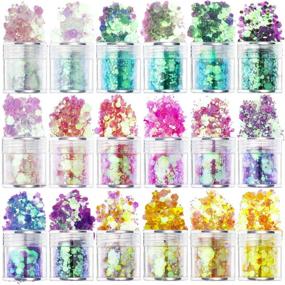 img 4 attached to 💅 Aphlos 18 Colors Holographic Glitters - Assorted Hexagon-shaped Resin Nail Sequins Flakes with Mixed Sparkle Paillette (Light)