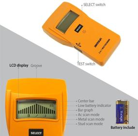 img 1 attached to 🔍 Yellow Handheld Wood Edge Finding Stud Finder: Wireless Metal Detector, AC Electrical Wire Scanner, 3-in-1 LCD Display, Sound Warning, Auto Power Off