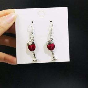 img 2 attached to 🍷 Chic Handmade Stainless Steel Red Wine Glass Dangle Drop Earrings Necklace for Women and Girls - Unique Statement Jewelry Gifts