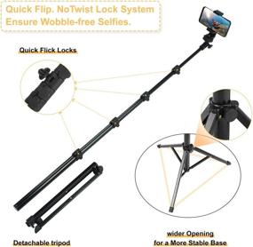 img 1 attached to 📷 Maxztill 67-Inch Phone Tripod & Selfie Stick Combo, Extendable Tripod Stand with Wireless Bluetooth Remote, Heavy-Duty Aluminum, Lightweight, Compatible with iPhone, Android, GoPro, and More