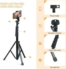 img 2 attached to 📷 Maxztill 67-Inch Phone Tripod & Selfie Stick Combo, Extendable Tripod Stand with Wireless Bluetooth Remote, Heavy-Duty Aluminum, Lightweight, Compatible with iPhone, Android, GoPro, and More