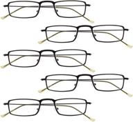 👓 bfoco metal frame reading glasses (5 pairs) - unisex eyeglasses for men and women - fashionable readers for improved vision logo