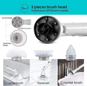 img 1 attached to 🧼 Power Scrubbing Made Easy: Electric Spin Scrubber with Long Handle and 360° Cordless Functionality - 6 Replaceable Brush Heads for Efficient Bathroom Tub and Tile Cleaning by Masthome