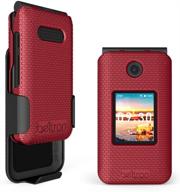 🔴 red case with belt clip for cricket debut flip & at&amp;t cingular flip 4: protective snap on cover with rotating belt clip holster combo logo