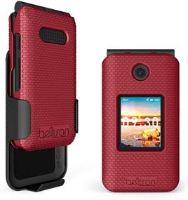 img 4 attached to 🔴 Red Case with Belt Clip for Cricket Debut Flip & AT&amp;T Cingular Flip 4: Protective Snap On Cover with Rotating Belt Clip Holster Combo