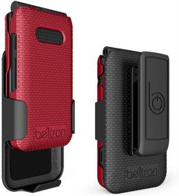 img 1 attached to 🔴 Red Case with Belt Clip for Cricket Debut Flip & AT&amp;T Cingular Flip 4: Protective Snap On Cover with Rotating Belt Clip Holster Combo