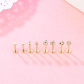 img 1 attached to 🔍 Gnoliew 16G 316L Stainless Steel Labret Monroe Lip Ring Studs for Eye-Catching Nose, Cartilage, Helix, Tragus, and Conch Piercings!