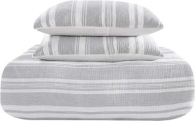img 2 attached to 🛏️ Brielle Quartz Striped Cotton Gauze Comforter Set: Grey/White Full/Queen - Stylish Bedding with White & Grey Exquisite Design