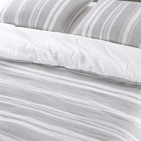 img 1 attached to 🛏️ Brielle Quartz Striped Cotton Gauze Comforter Set: Grey/White Full/Queen - Stylish Bedding with White & Grey Exquisite Design