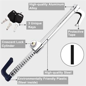 img 2 attached to 🔒 Turnart Anti-Theft Steering Wheel Lock Bar - Solid Steel Telescopic Security Pedal Lock, Universal Fit for Cars, Trucks, SUVs & Vans - Includes 3 Keys (Silver)