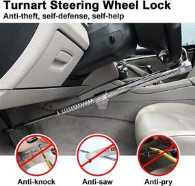 img 1 attached to 🔒 Turnart Anti-Theft Steering Wheel Lock Bar - Solid Steel Telescopic Security Pedal Lock, Universal Fit for Cars, Trucks, SUVs & Vans - Includes 3 Keys (Silver)