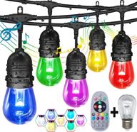 🌈 gana 48/24fts outdoor string lights - music flash rgbw colourful, safe 12v low voltage led shatterproof bulbs connectable, heavy duty wire ip65 waterproof level for courtyards cafe bistro - patio lights логотип