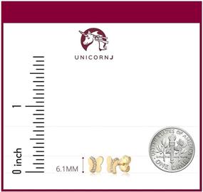 img 2 attached to UNICORNJ Small Italian 14K Gold Butterfly Stud Earrings with CZ Simulated Diamonds - Ideal for Children, Kids, and Babies