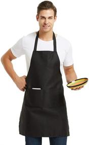 img 1 attached to 👨 High-Quality 12 Pack Black Bib Aprons with Pockets - Ideal for Kitchen, Restaurant, BBQ & Crafts