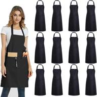 👨 high-quality 12 pack black bib aprons with pockets - ideal for kitchen, restaurant, bbq & crafts logo