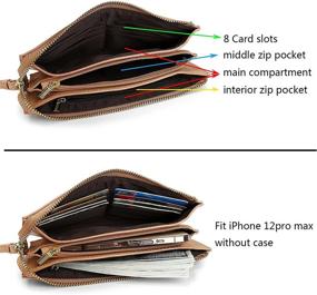 img 1 attached to 👜 YALUXE Женский кожаный с RFID-блокировкой молния сумочка-клатч на запястье для iPhone 8 Plus/Galaxy S5 - Повышенная безопасность и стиль.