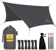 🏕️ wise owl outfitters rain camping tarp: lightweight & waterproof hammock tarp for backpacking, hiking, and camping gear - 11 x 9 ft, easy setup - grey логотип