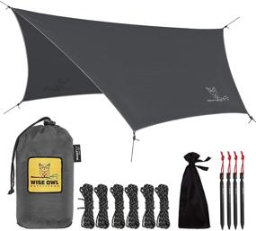 img 4 attached to 🏕️ Wise Owl Outfitters Rain Camping Tarp: Lightweight & Waterproof Hammock Tarp for Backpacking, Hiking, and Camping Gear - 11 x 9 ft, Easy Setup - Grey