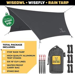 img 3 attached to 🏕️ Wise Owl Outfitters Rain Camping Tarp: Lightweight & Waterproof Hammock Tarp for Backpacking, Hiking, and Camping Gear - 11 x 9 ft, Easy Setup - Grey