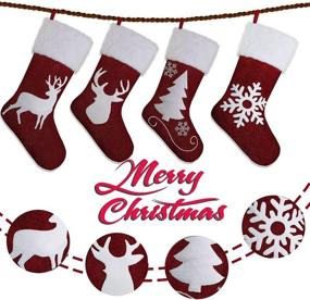 img 1 attached to 🧦 AMAMDHGA Christmas Stockings Set of 4: Ideal Xmas Sack Gifts for Kids and Adults - Santa Reindeer Design for Fireplace Decor and Favors!