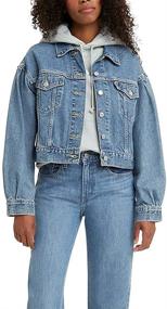 img 3 attached to Levi's Pleat Sleeve Trucker Jacket for Women