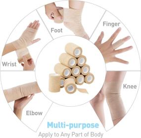 img 2 attached to 🩹 Ceomate 12 Pack Self Adherent Cohesive Wrap Bandages - 3 Inches X 5 Yards, Elastic Self Adhesive Tape for Sports Injuries, Wrist and Ankle Support - 12 Count (Pack of 1)