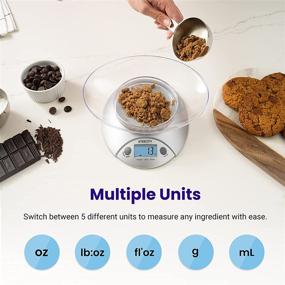 img 3 attached to 🍽 Etekcity Food Kitchen Bowl Scale: Digital Ounces and Grams for Cooking, Baking, Meal Prep, Dieting, Weight Loss | 11lb/5kg, Backlit Display