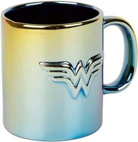 img 1 attached to 🔮 Wonder Woman Ceramic Coffee Mug - Stunning Iridescent Metallic Electroplate Finish featuring Iconic Wonder Woman Logo - 11 oz