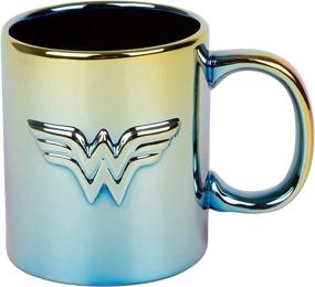 img 3 attached to 🔮 Wonder Woman Ceramic Coffee Mug - Stunning Iridescent Metallic Electroplate Finish featuring Iconic Wonder Woman Logo - 11 oz