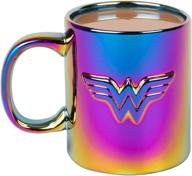 🔮 wonder woman ceramic coffee mug - stunning iridescent metallic electroplate finish featuring iconic wonder woman logo - 11 oz logo