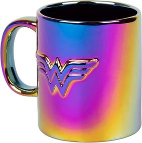 img 2 attached to 🔮 Wonder Woman Ceramic Coffee Mug - Stunning Iridescent Metallic Electroplate Finish featuring Iconic Wonder Woman Logo - 11 oz