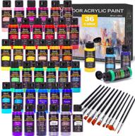 🎨 36-color outdoor acrylic paint set (2 oz/bottle) with 12 art brushes - art supplies for painting canvas, rock, wood, ceramic & fabric - vibrant pigments, long-lasting quality for beginners, students & professional artists logo