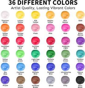 img 2 attached to 🎨 36-Color Outdoor Acrylic Paint Set (2 oz/Bottle) with 12 Art Brushes - Art Supplies for Painting Canvas, Rock, Wood, Ceramic & Fabric - Vibrant Pigments, Long-Lasting Quality for Beginners, Students & Professional Artists