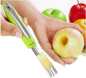 img 3 attached to 🍏 Premium Apple Corer by BTFLKNS - Best Stainless Steel Fruit Core Remover Tool, Food Grade, Ergonomic Design with Rubber Handle (Green) for Home and Kitchen