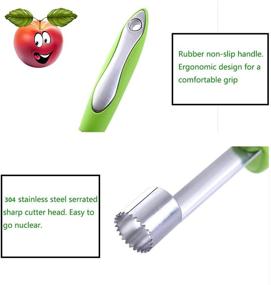 img 1 attached to 🍏 Premium Apple Corer by BTFLKNS - Best Stainless Steel Fruit Core Remover Tool, Food Grade, Ergonomic Design with Rubber Handle (Green) for Home and Kitchen