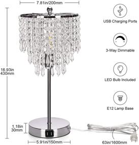 img 3 attached to 💡 Dimmable Touch Control Crystal Table Lamp with Dual USB Charging Ports, Elegant Lamp Shade, Perfect for Living Room Bedroom - includes B11 6W LED Bulb