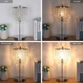 img 2 attached to 💡 Dimmable Touch Control Crystal Table Lamp with Dual USB Charging Ports, Elegant Lamp Shade, Perfect for Living Room Bedroom - includes B11 6W LED Bulb