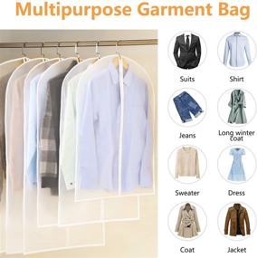 img 1 attached to Banliku Clear Garment Bags for Hanging Clothes - Set of 12 Closet Storage Bags: Dust-proof Hanging Garment Covers with Full Zipper - Lightweight, Breathable Suit Dress Garment Bag for Travel