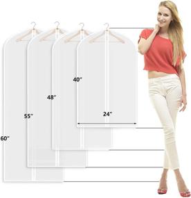 img 3 attached to Banliku Clear Garment Bags for Hanging Clothes - Set of 12 Closet Storage Bags: Dust-proof Hanging Garment Covers with Full Zipper - Lightweight, Breathable Suit Dress Garment Bag for Travel