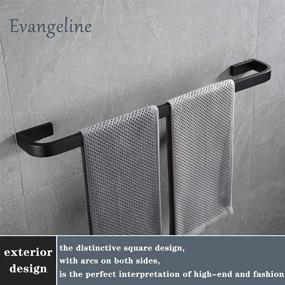 img 2 attached to 🛁 4-Piece Luxury Stainless Steel Square Matte Black Bathroom Hardware Set: Wall Mounted Towel Bar, Towel Holder, Robe Hook, and Toilet Paper Holder (23.6 Inches)