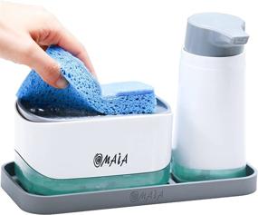 img 4 attached to OMAIA 4-in-1 Dish Soap Dispenser Set: Organize Your 🧼 Kitchen with this Handy Countertop Organizer and Multi-functional Soap Dispenser!