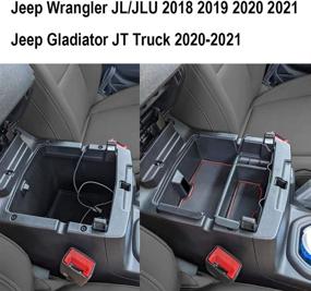 img 2 attached to EDBETOS Center Console Organizer Tray for Jeep Wrangler JL/JLU 2018-2021 and Gladiator JT Truck 2020-2021 - Includes Armrest Accessories, Red Trim - Excludes Light Coverage