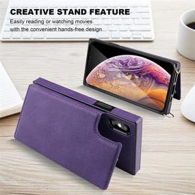 img 1 attached to 📱 Bocasal Crossbody Wallet Case for iPhone X Xs - PU Leather, Kickstand, Shockproof, Credit Card Holder, Detachable Cross Body Strap, Magnetic Closure - 5.8 inch (Purple)