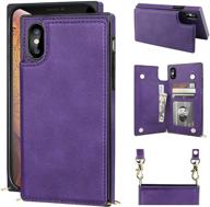 📱 bocasal crossbody wallet case for iphone x xs - pu leather, kickstand, shockproof, credit card holder, detachable cross body strap, magnetic closure - 5.8 inch (purple) logo