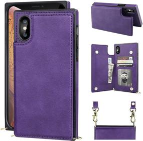 img 4 attached to 📱 Bocasal Crossbody Wallet Case for iPhone X Xs - PU Leather, Kickstand, Shockproof, Credit Card Holder, Detachable Cross Body Strap, Magnetic Closure - 5.8 inch (Purple)