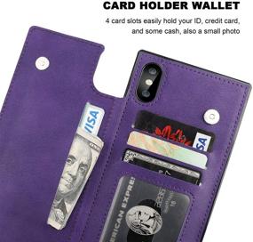 img 2 attached to 📱 Bocasal Crossbody Wallet Case for iPhone X Xs - PU Leather, Kickstand, Shockproof, Credit Card Holder, Detachable Cross Body Strap, Magnetic Closure - 5.8 inch (Purple)